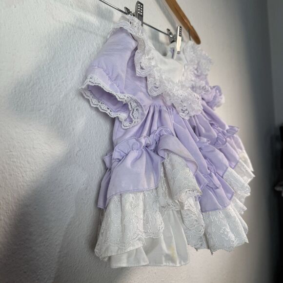 Vintage Martha’s Miniatures Baby Dress 0-3 Months Lavender Ruffles + Bell –Rare! - Picture 4 of 14